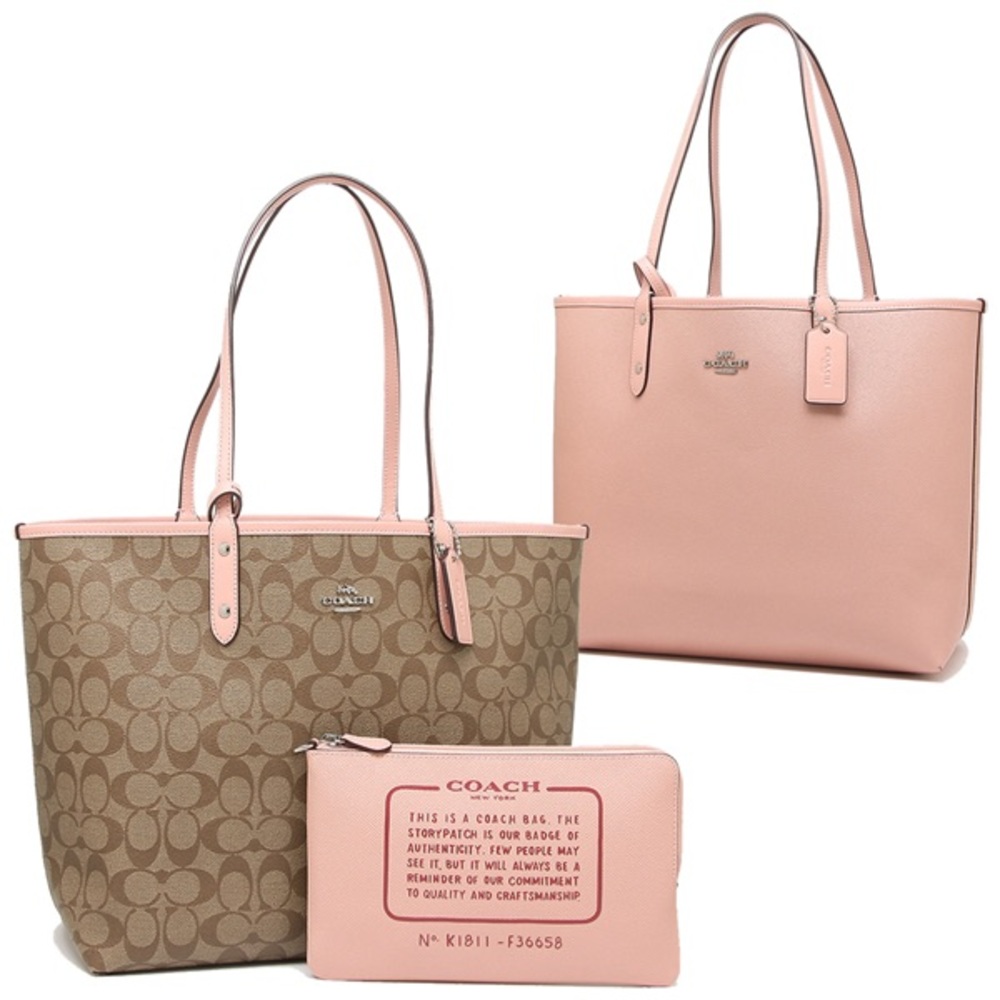 ▪️COACH▪️Petal Khaki Reversible City Tote & Pouch - Picture 1 of 7